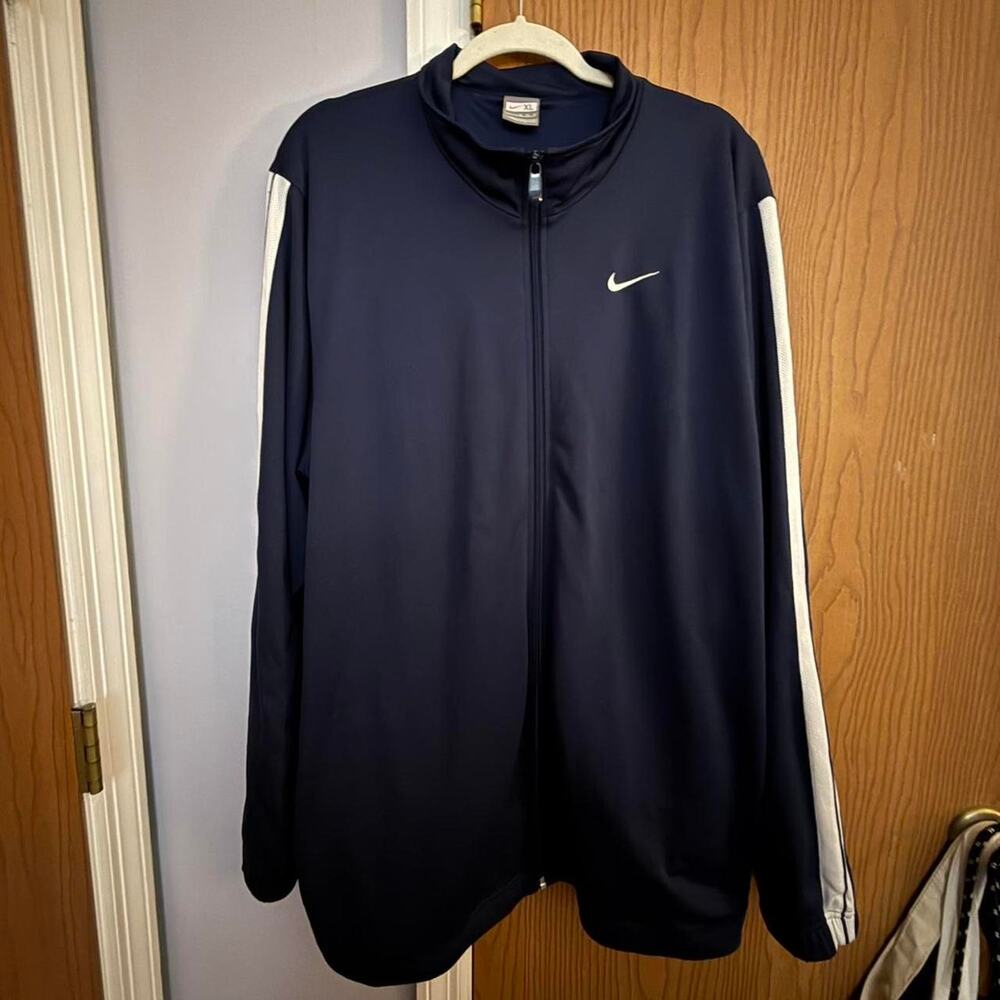 Navy and white nike track